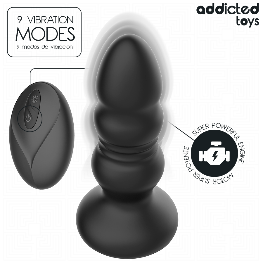 ADDICTED TOYS - Støtende Vibrerende Analplugg med LED og Fjernkontroll