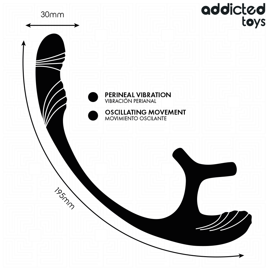 ADDICTED TOYS - Penisring med Vibrasjon, 360° Rotasjon og Pungstimulator