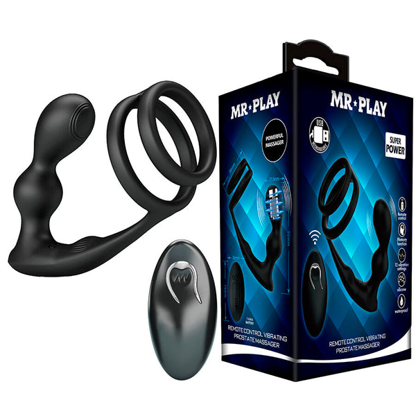 MR PLAY - Vibrerende Analplugg med Penisring og Fjernkontroll