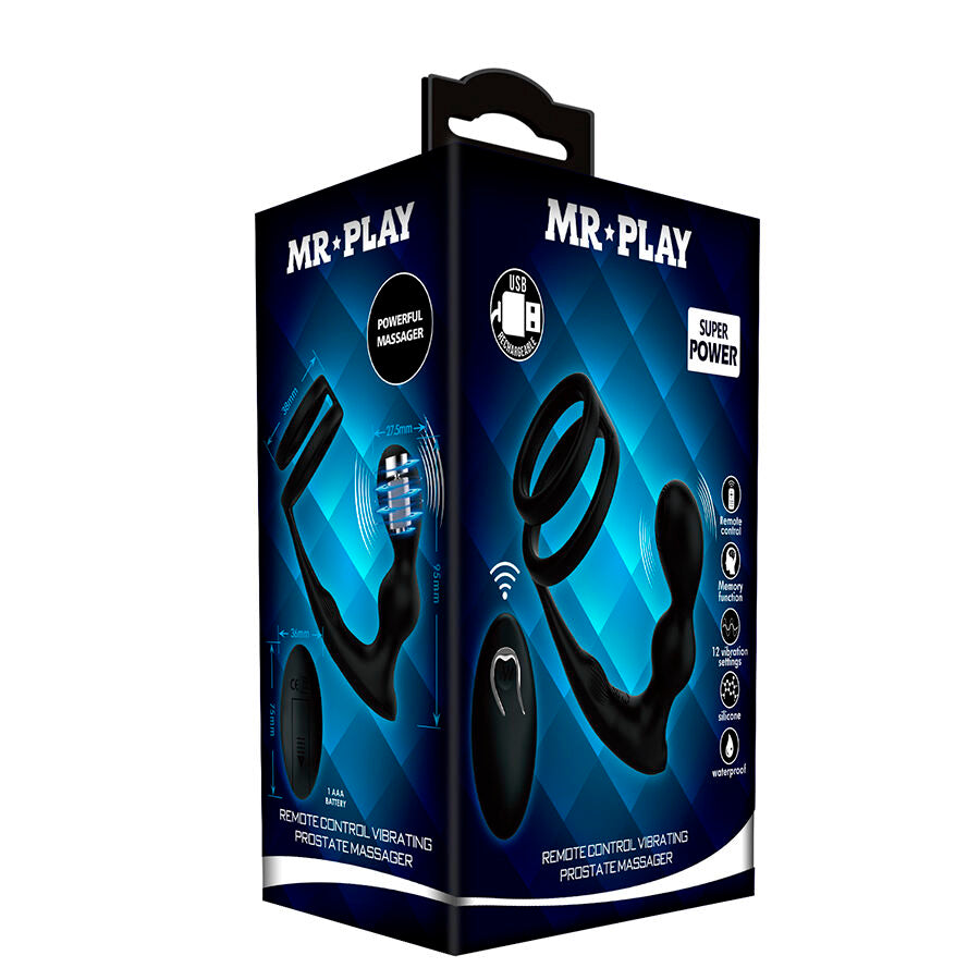 MR PLAY - Vibrerende Analplugg med Penisring og Fjernkontroll