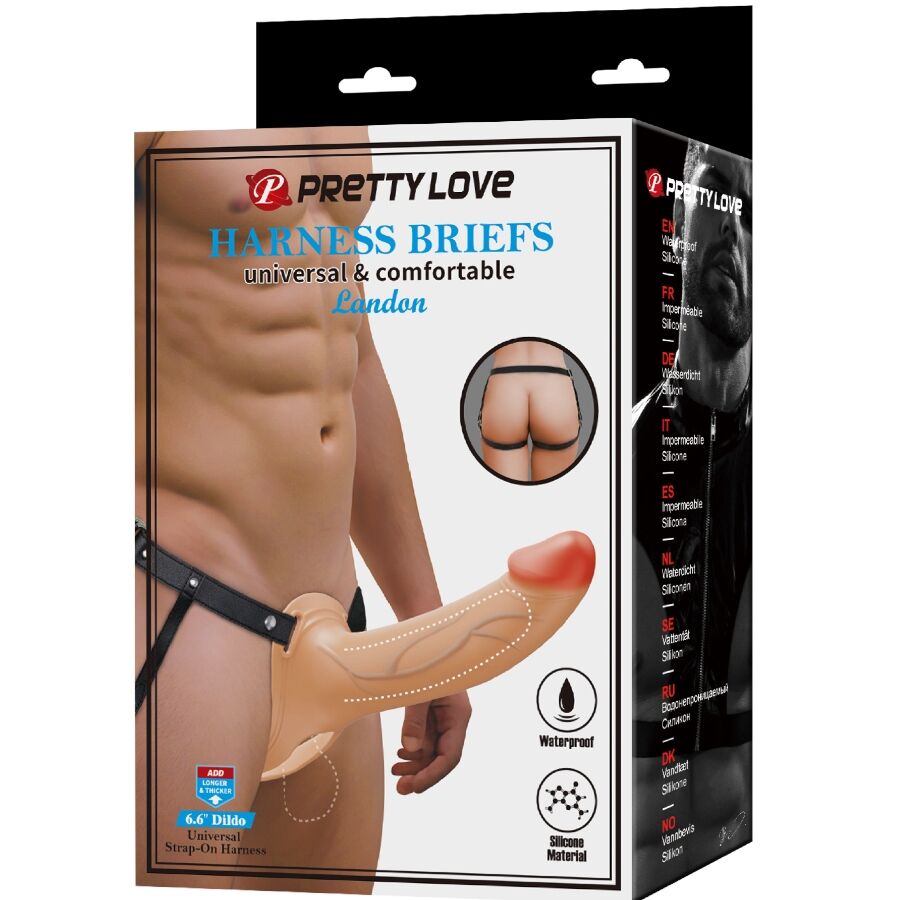 PRETTY LOVE - Landon Vibrerende hul strap-on Naturfarge