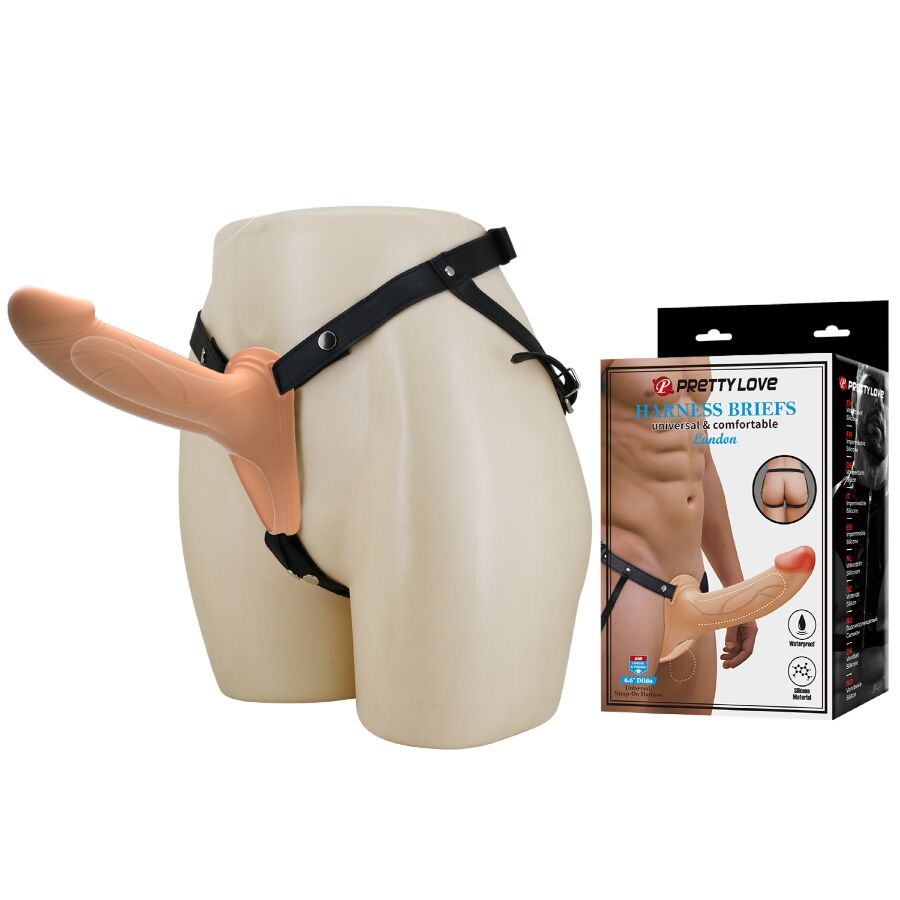 PRETTY LOVE - Landon Vibrerende hul strap-on Naturfarge