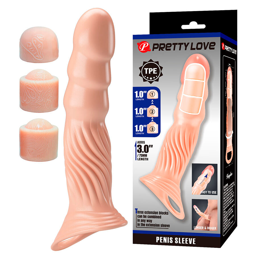 PRETTY LOVE - Teksturert penisforlenger med extendere