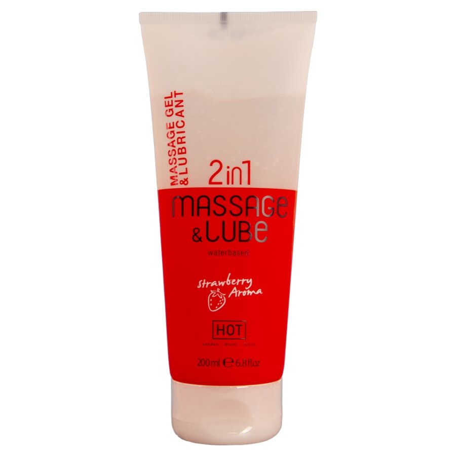 HOT - Massasje- og Glidegel 2-i-1 Jordbær 200 ml
