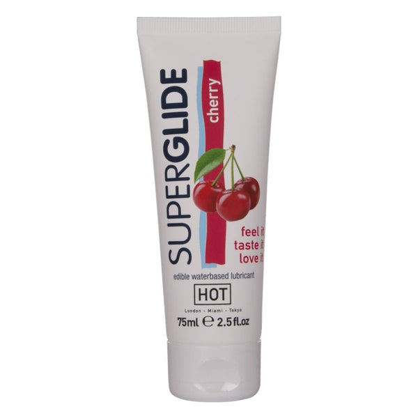 HOT - Superglide Spiselig Vannbasert Glidemiddel Kirsebær 75 ml