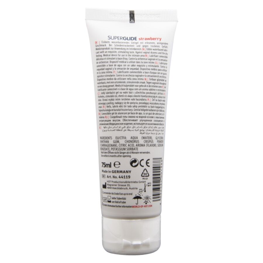 HOT - Superglide Spiselig glidemiddel Jordbær 75 ml