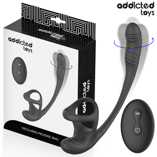 ADDICTED TOYS - Penisring med Vibrasjon, 360° Rotasjon og Pungstimulator