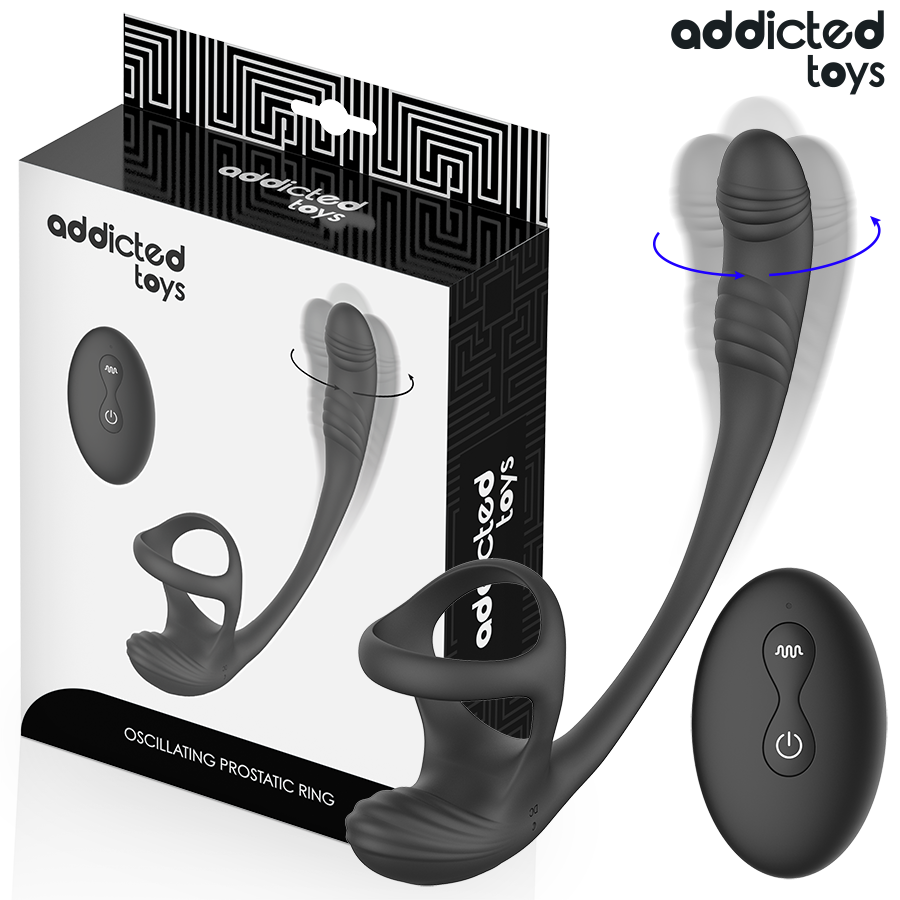 ADDICTED TOYS - Penisring med Vibrasjon, 360° Rotasjon og Pungstimulator