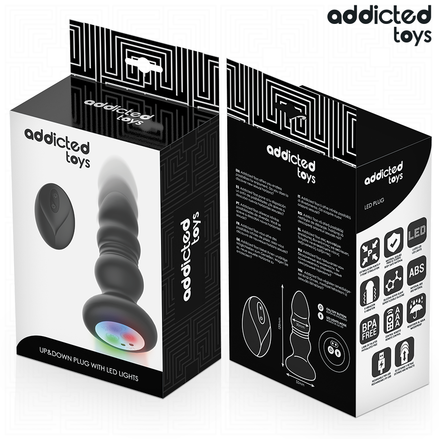 ADDICTED TOYS - Støtende Vibrerende Analplugg med LED og Fjernkontroll
