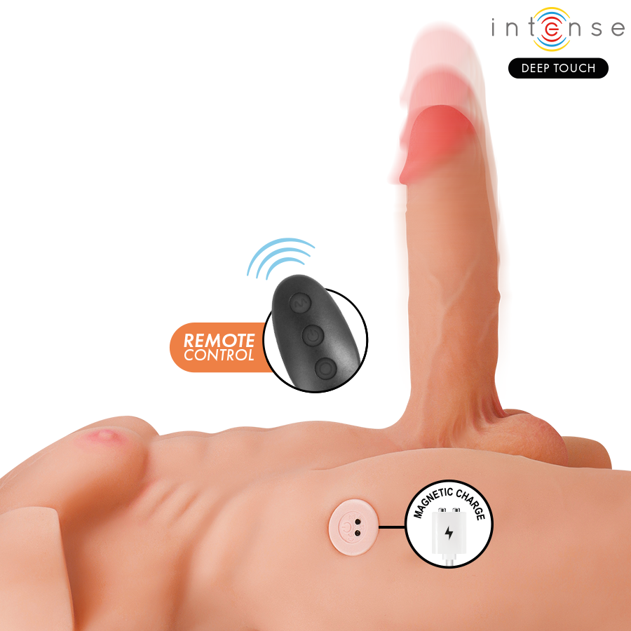 INTENSE Deep Touch - Marty Torso med Anus og Realistisk Dildo, Støtende og Vibrerende – med Fjernkontroll