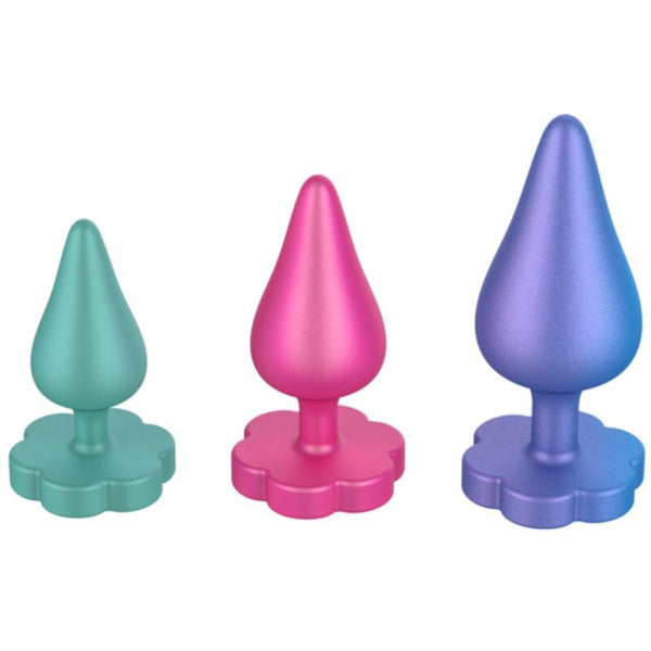 ROMP - Luster Analtreningssett S/M/L med blomsterbase