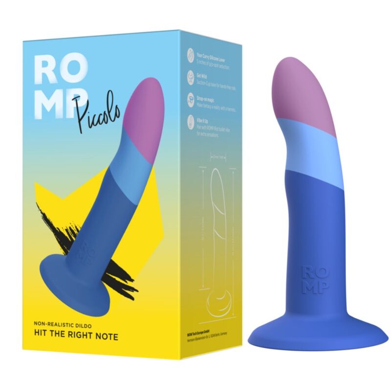 ROMP - Piccolo Silikondildo med Sugekopp Trefarget 14 cm