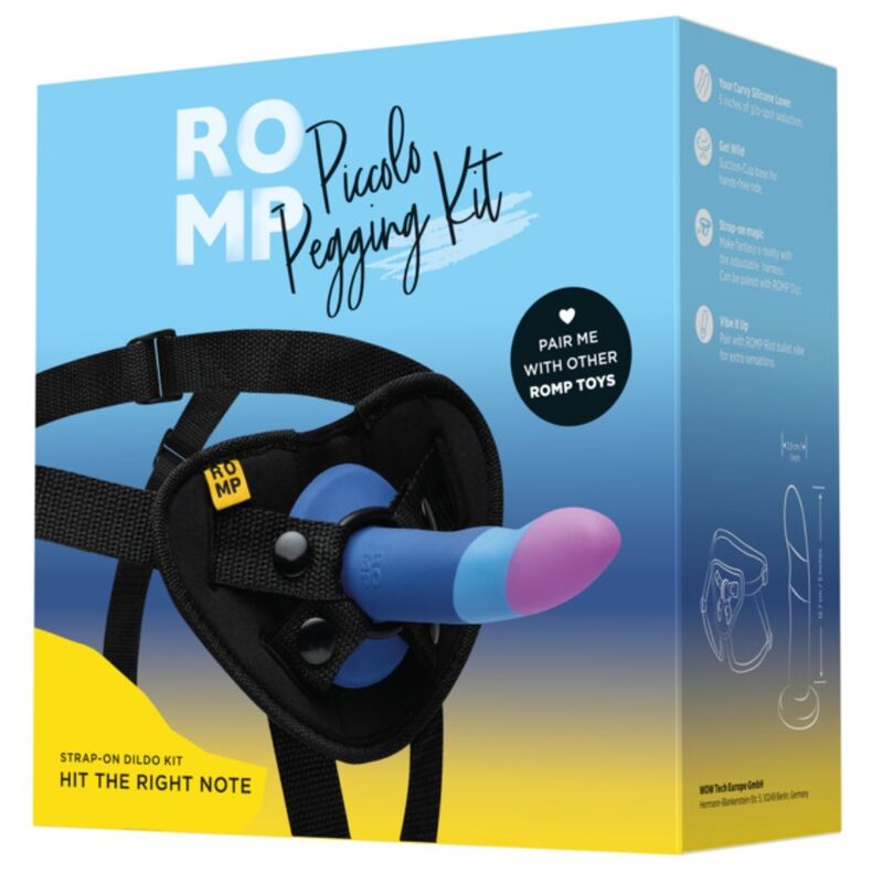 ROMP - Piccolo Seletøy + Silikondildo med Sugekopp Trefarget 14 cm
