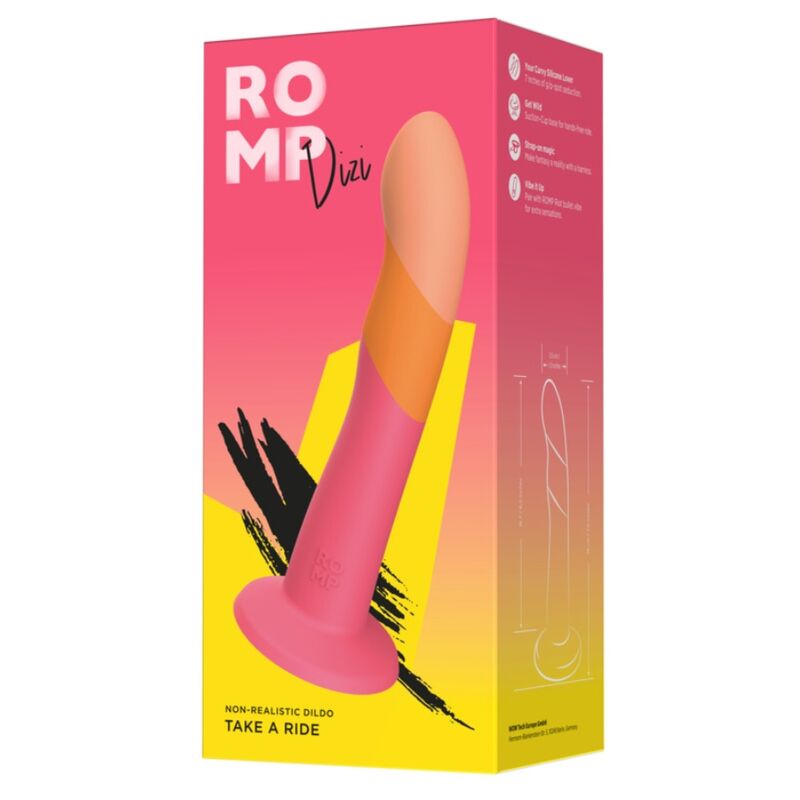 ROMP - Dizi Silikondildo med Sugekopp Trefarget 18 cm