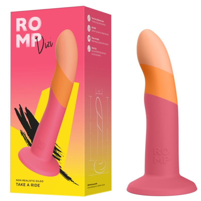 ROMP - Dizi Silikondildo med Sugekopp Trefarget 18 cm