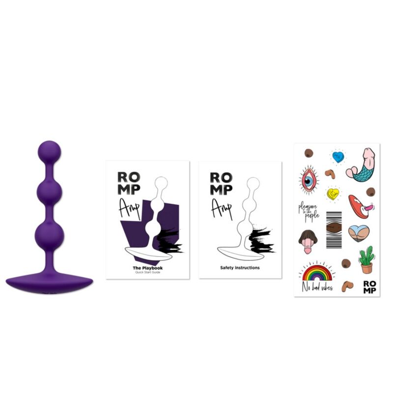 ROMP - Amp Fleksible Silikon Analkuler Lilla 13,5 cm