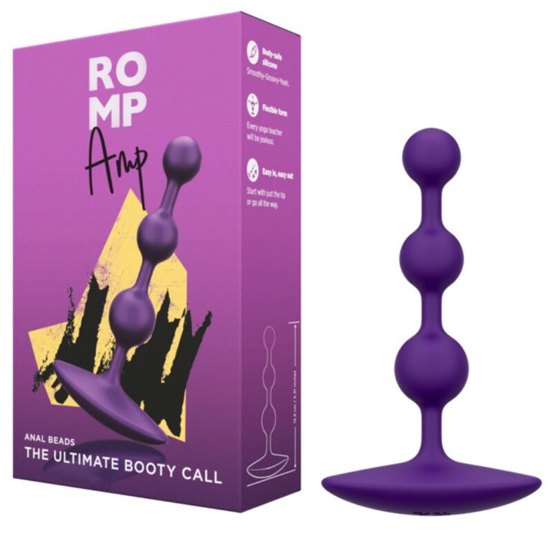 ROMP - Amp Fleksible Silikon Analkuler Lilla 13,5 cm