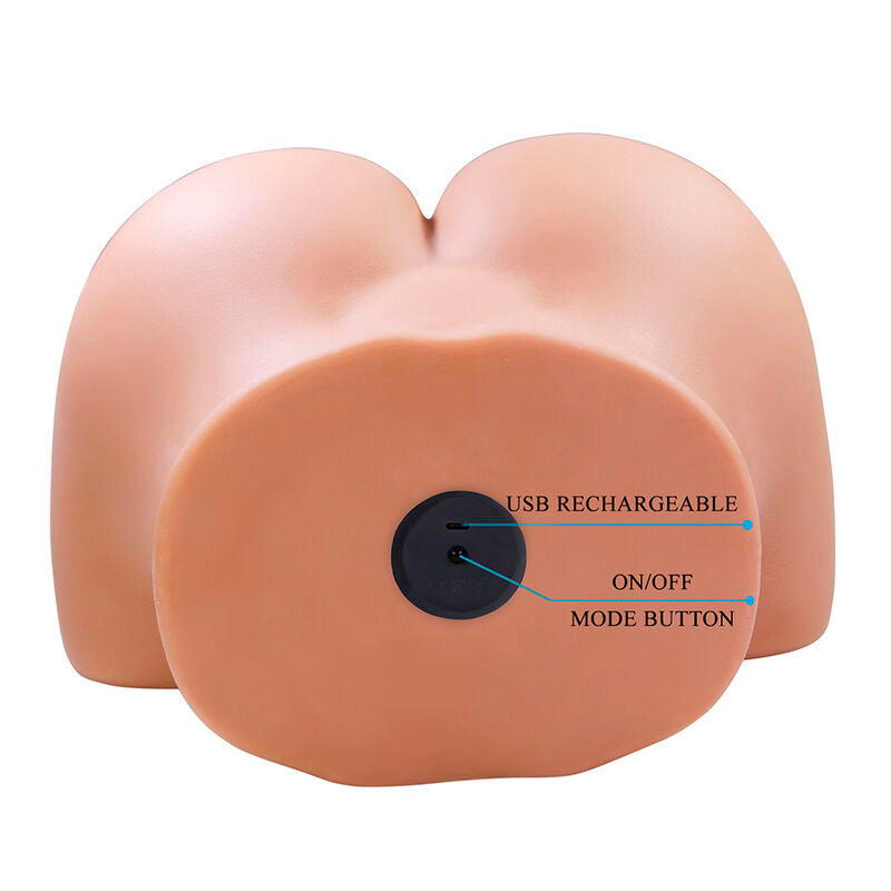 CRAZY BULL - Julia XXL Dobbel vibrerende masturbator Vagina & anus Naturfarge