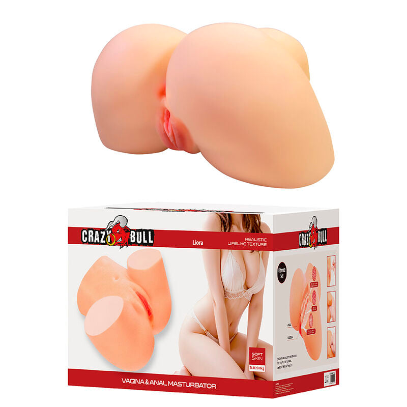 CRAZY BULL - Liora XXL Dobbel masturbator Vagina & anus Naturfarge