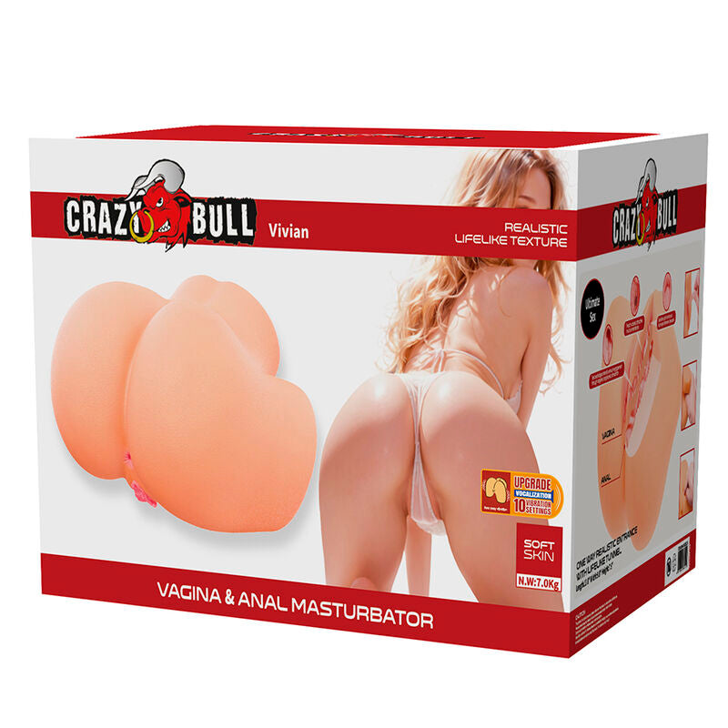 CRAZY BULL - Vivian Dobbel vibrerende masturbator Vagina & anus Naturfarge