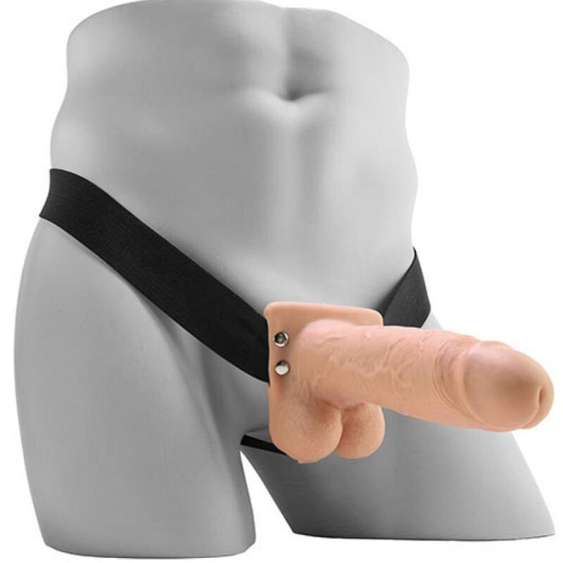 FETISH FANTASY SERIES - Realistisk Vibrerende Hul Strap-on med Pung 17,8 cm