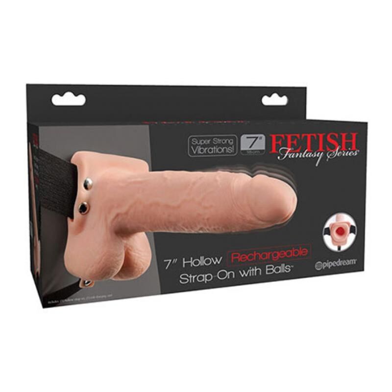 FETISH FANTASY SERIES - Realistisk Vibrerende Hul Strap-on med Pung 17,8 cm