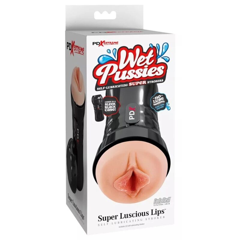 PDX EXTREME - Wet Pussies Luscious Lips Selvsmørende Masturbator 16,5 cm