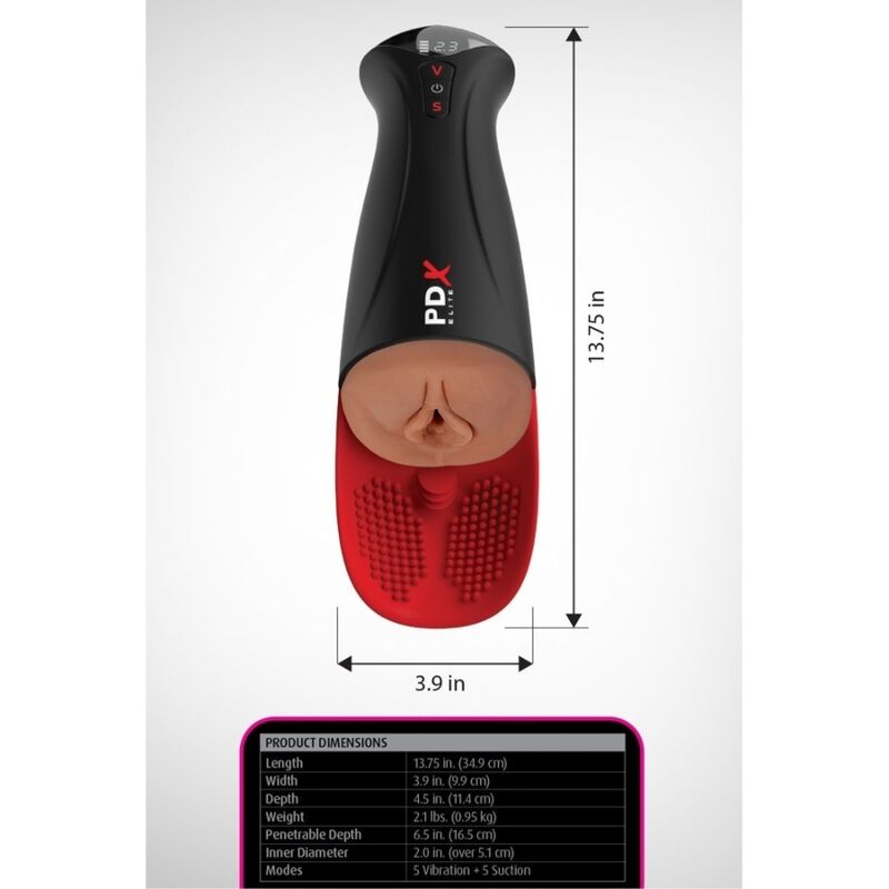 PDX ELITE - Fap-O-Matic Pro XL Automatisk Vibrerende Masturbator Brun 34,9 cm