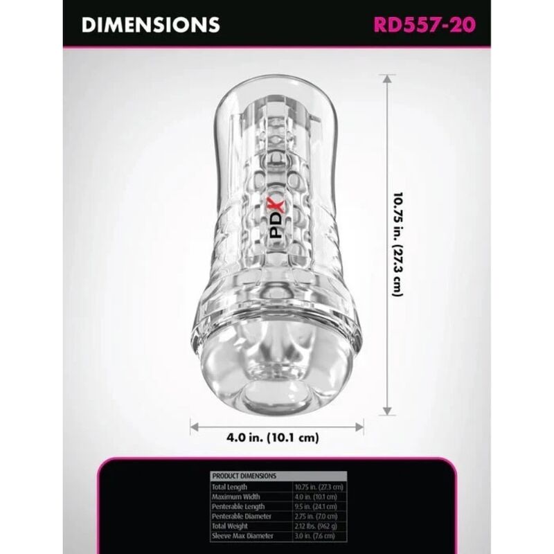 PDX ELITE - Viewtube Plus Transparent Masturbator 21 cm