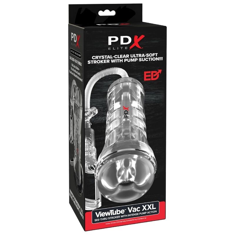 PDX ELITE - Viewtube Vac XXL Transparent Masturbator med Sugepumpe 27,3 cm