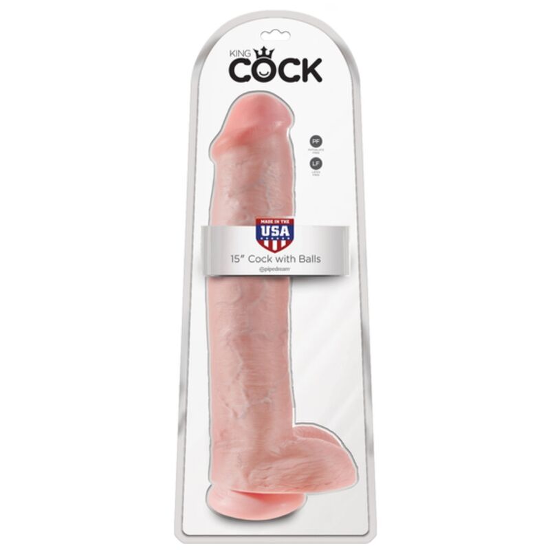 KING COCK - Realistisk dildo med baller & sugekopp 38 cm