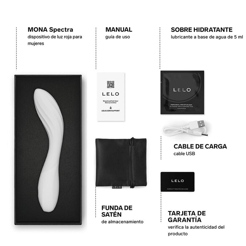 LELO - Mona Spectra Intim massasjestav med rødt lys Oppladbar app-styrt