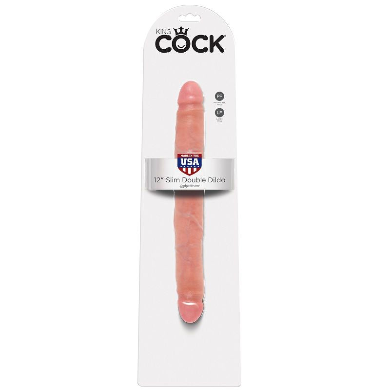 KING COCK - Slim Dobbeldildo Hud 30 cm