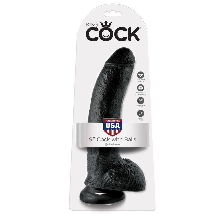 KING COCK - Realistisk dildo med pung Sort 23 cm