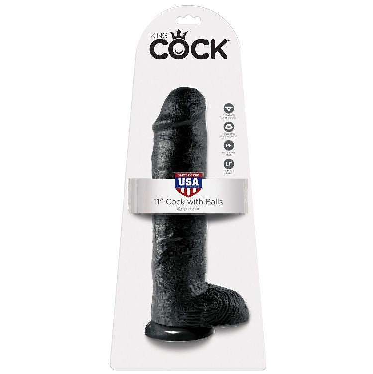 KING COCK - Realistisk Dildo med Baller Sort 28 cm