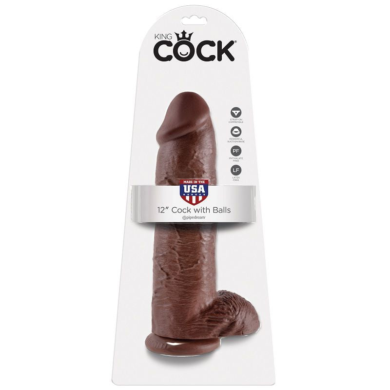 KING COCK - Realistisk dildo med pung Brun 30 cm