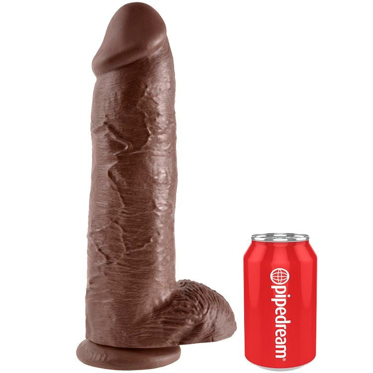 KING COCK - Realistisk dildo med pung Brun 30 cm