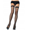 LEG AVENUE - Lårhøye Nettingstrømper med Blonde