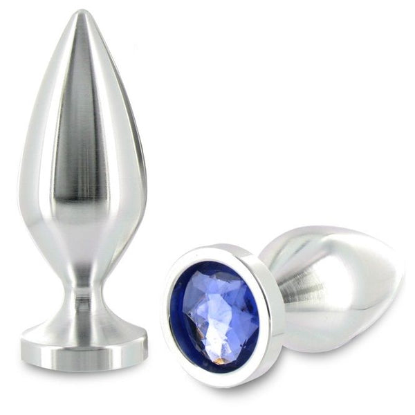 METAL HARD - Analplugg i aluminium med krystall Large 10 cm