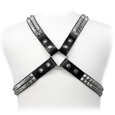 LEATHER BODY - Pyramid Stud Body harness i lær for menn