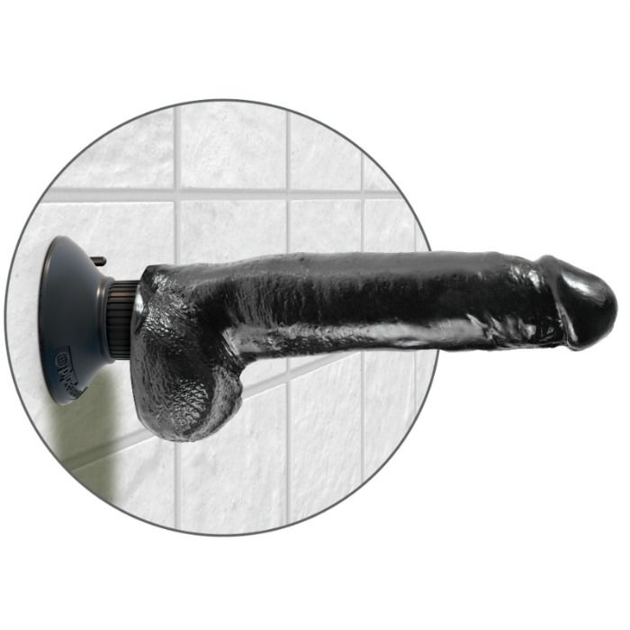 KING COCK - Vibrerende dildo med pung 23 cm Sort