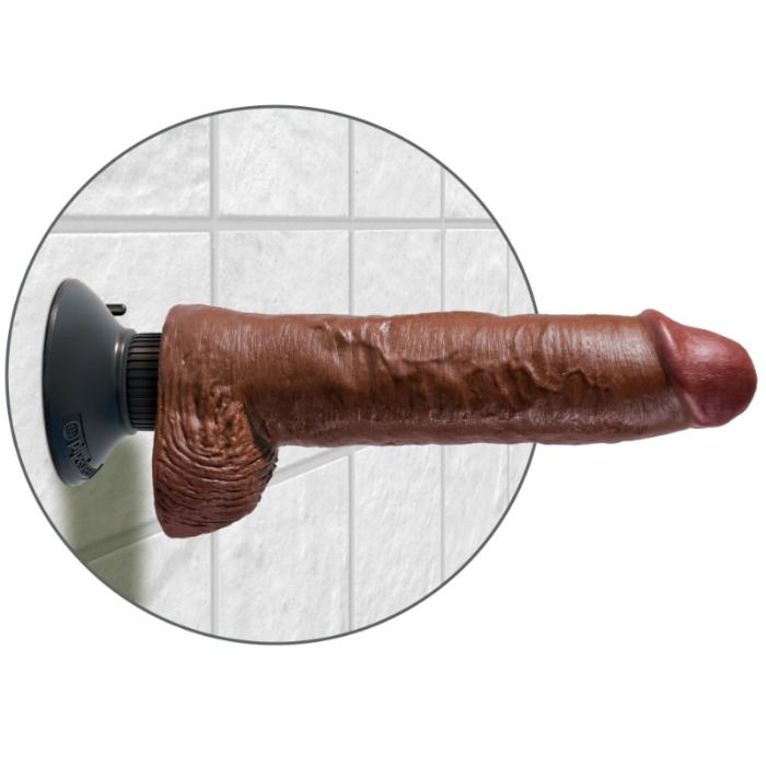KING COCK - Vibrerende dildo med pung 25,5 cm Brun