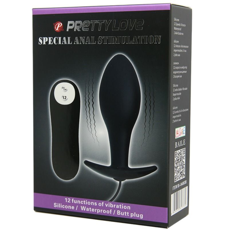PRETTY LOVE - Silikon Analplugg Ankerform 12 Vibrasjonsmoduser