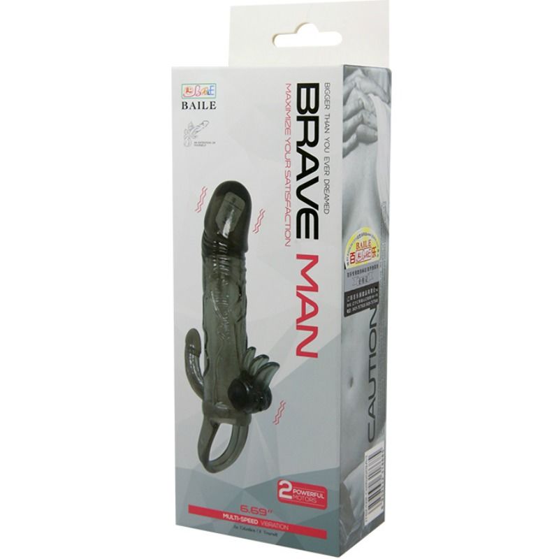 BAILE - Brave Man Stimulation Penisforlenger Sort 16,5 cm