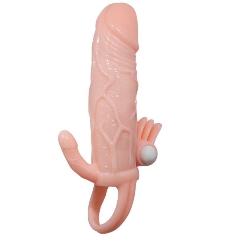 BAILE - Brave Man Penishylse med klitoris- og analstimulering Hud 16,5 cm