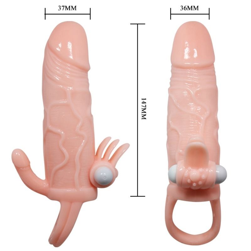 BAILE - Brave Man Penishylse med klitoris- og analstimulering Hud 16,5 cm