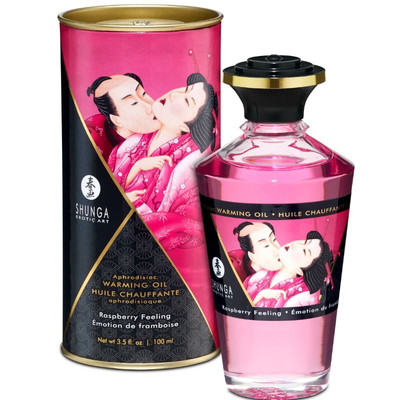 SHUNGA - Varmende massasjeolje Intens bringebær 100 ml