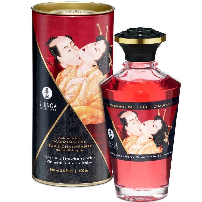 SHUNGA - Varmende massasjeolje Jordbær og cava 100 ml