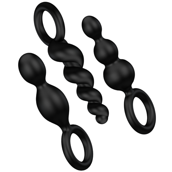 SATISFYER - Analplugg-sett Sort 3 stk
