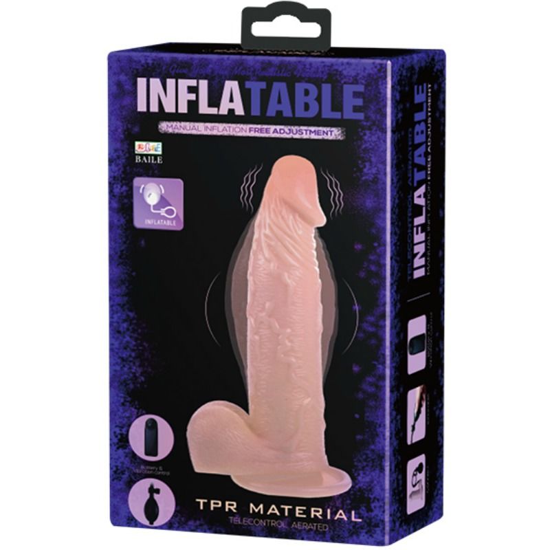 BAILE - Realistisk Oppblåsbar Dildovibrator med Fjernkontroll